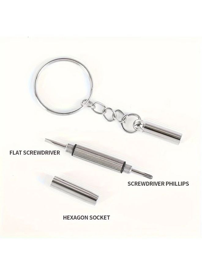 2pcs Precision Eyeglass Screwdriver Set Portable Repair Tool Kit with Keychain - Image 3